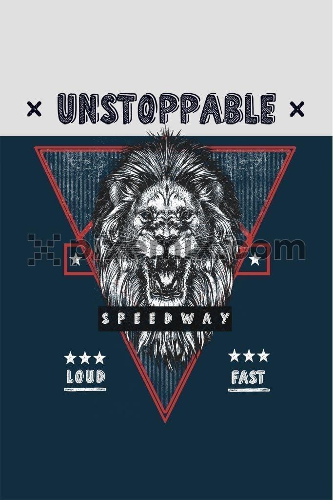 Colorblock lion attitude product graphic with distress effect