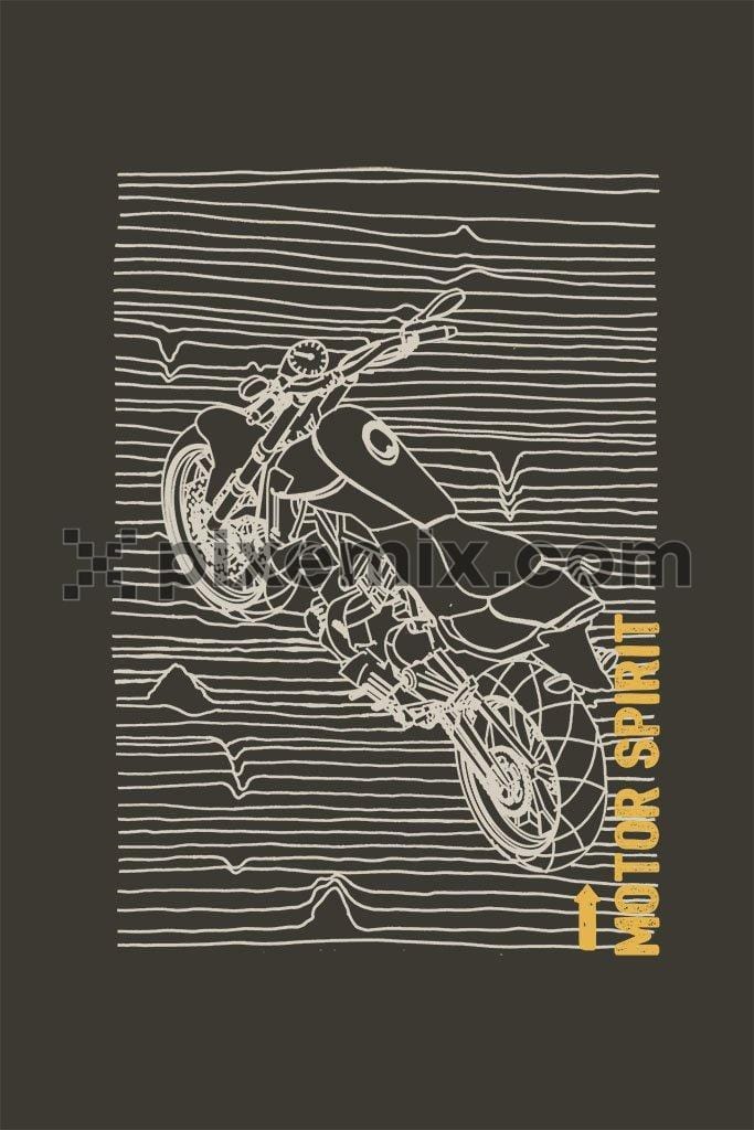 Line art motorcycling product graphic