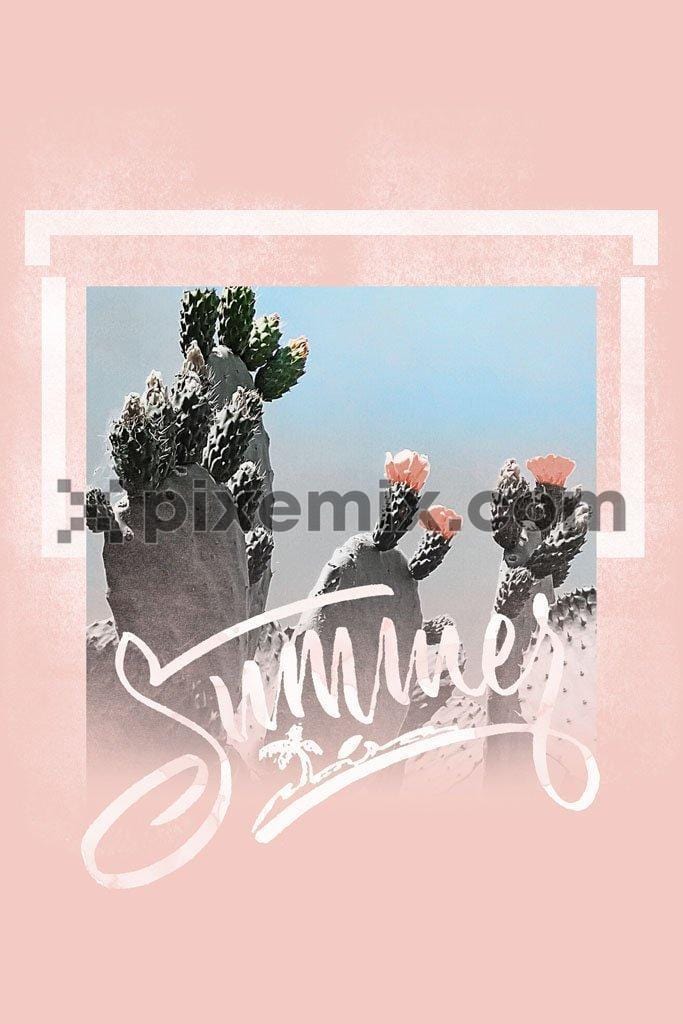 Summer cactus product graphic with distress effect