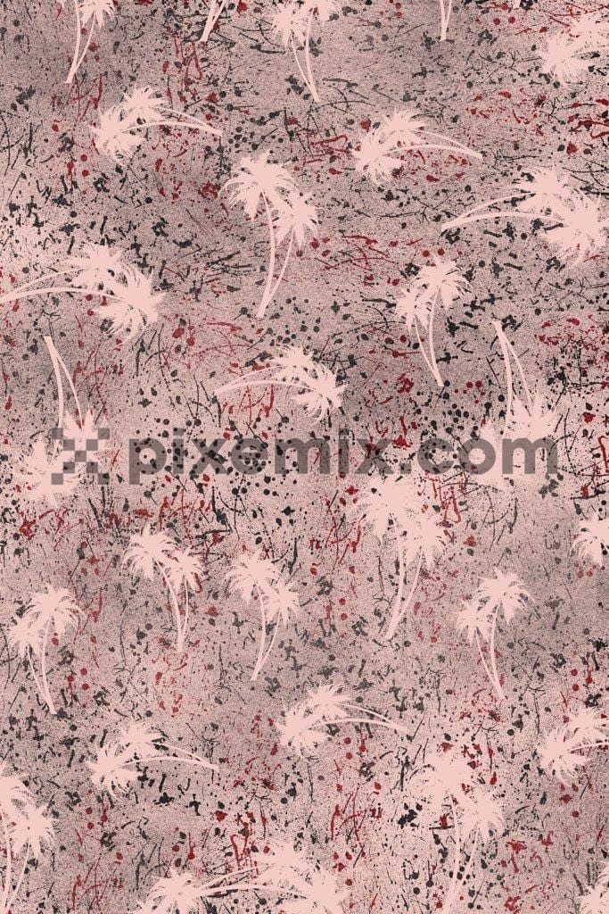 Splattered palm tree pattern product graphic