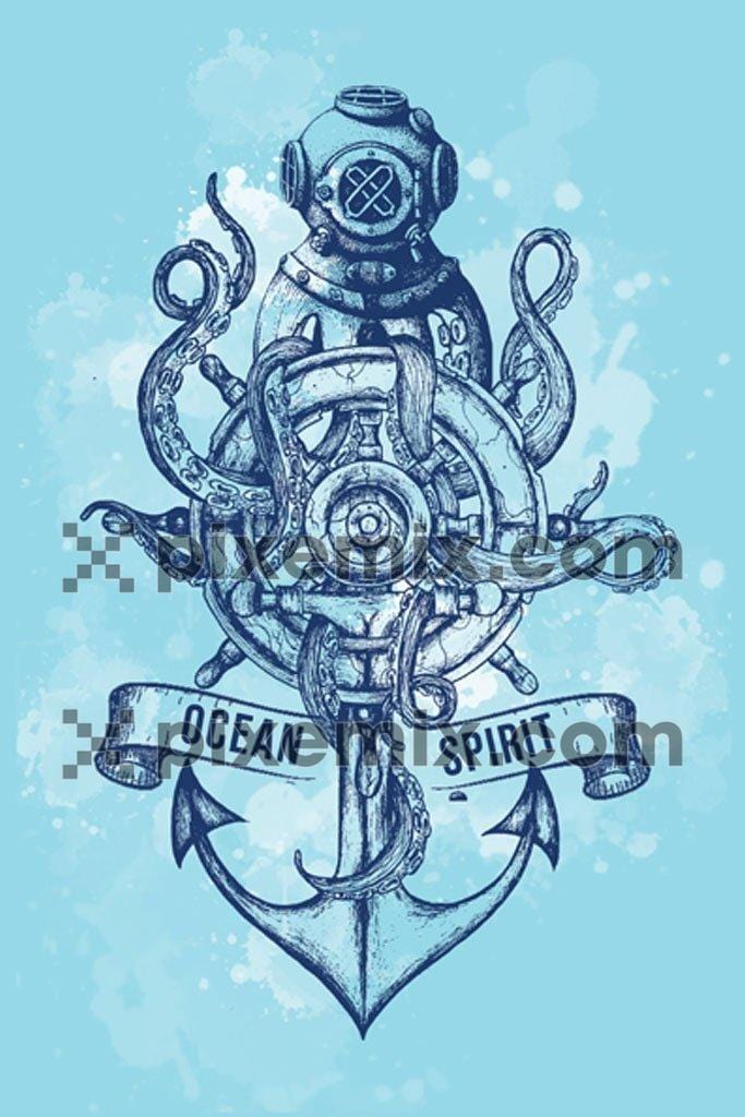 Nautical inspired product graphic with water color effect