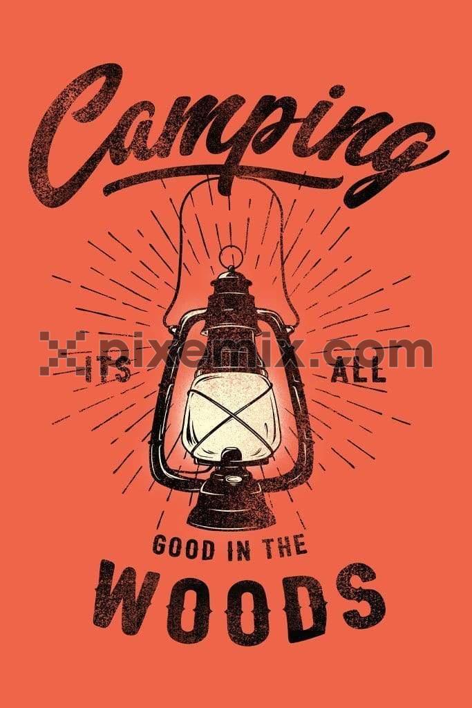 Camping lantern product graphic with typography