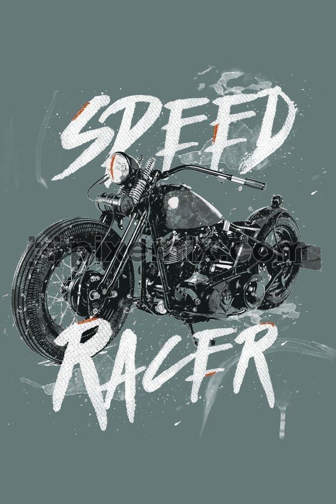 Speed racer motorcycle product graphic with water color effect