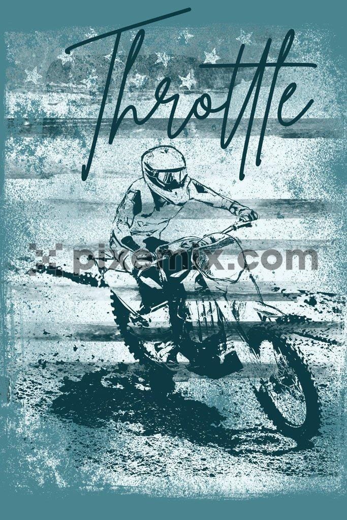 Off road racer motorbiking product graphic with distress effect