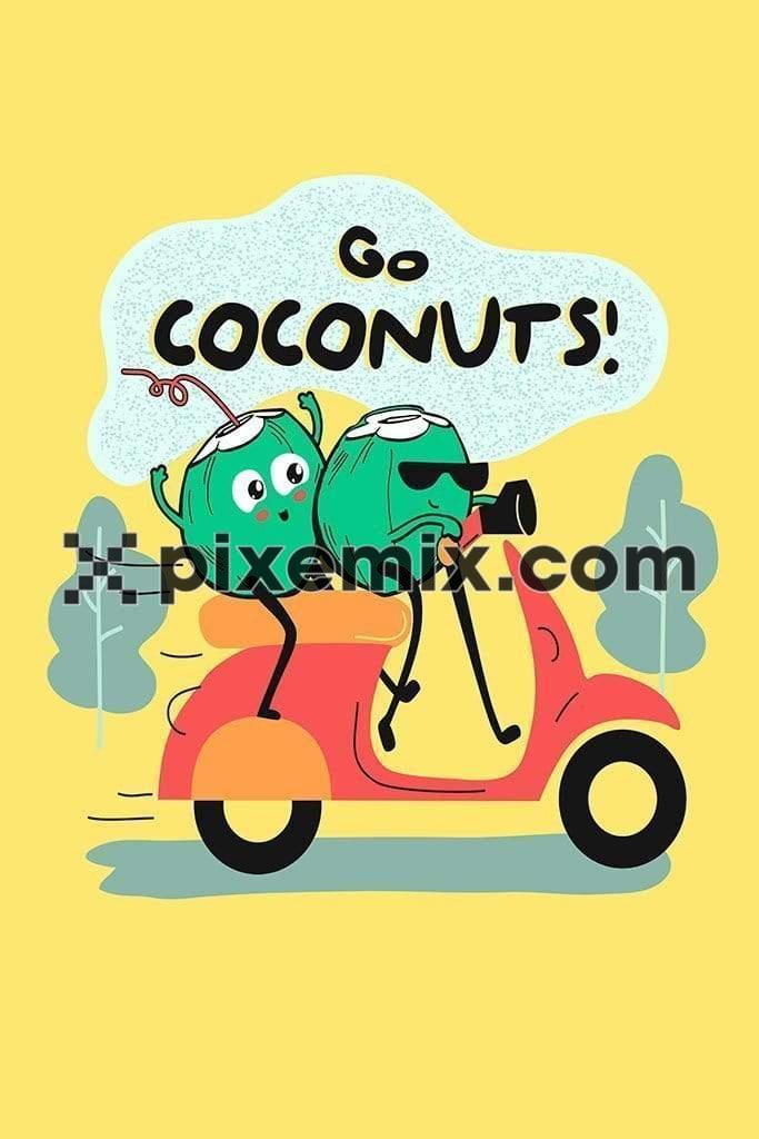 Coconut cartoon fun vector product graphic