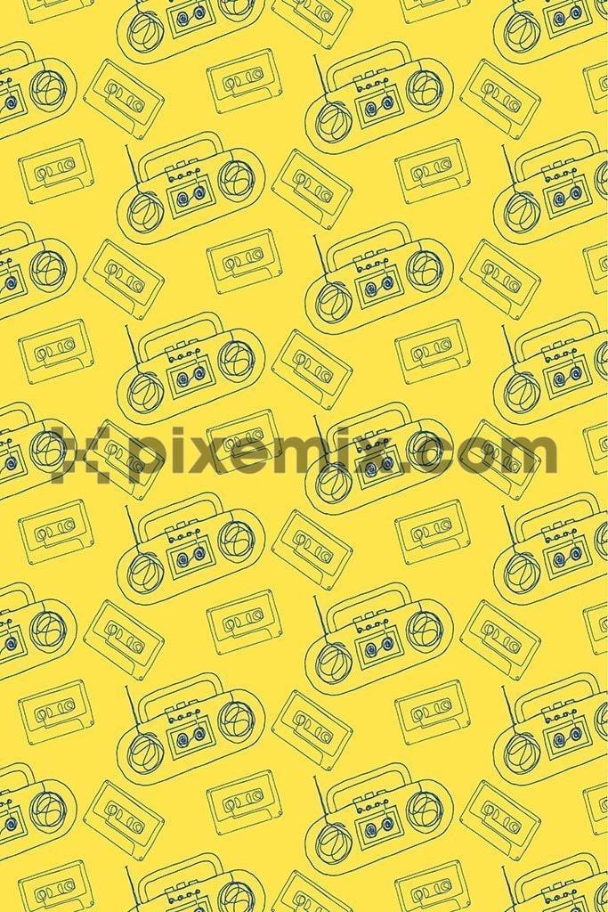 Retro music icon pattern vector product graphic