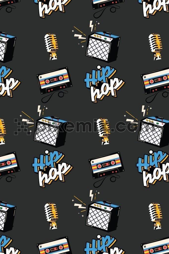 Retro music inspired icon pattern product graphic