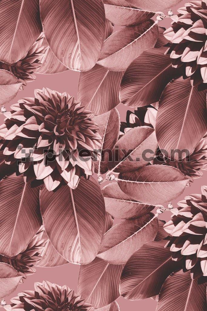 Monochrome floral & leaves pattern vector product graphic