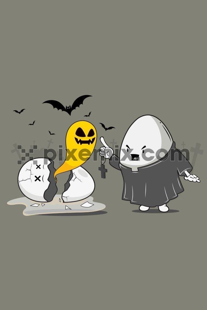 Egg scary ghost quirky fun vector product graphic