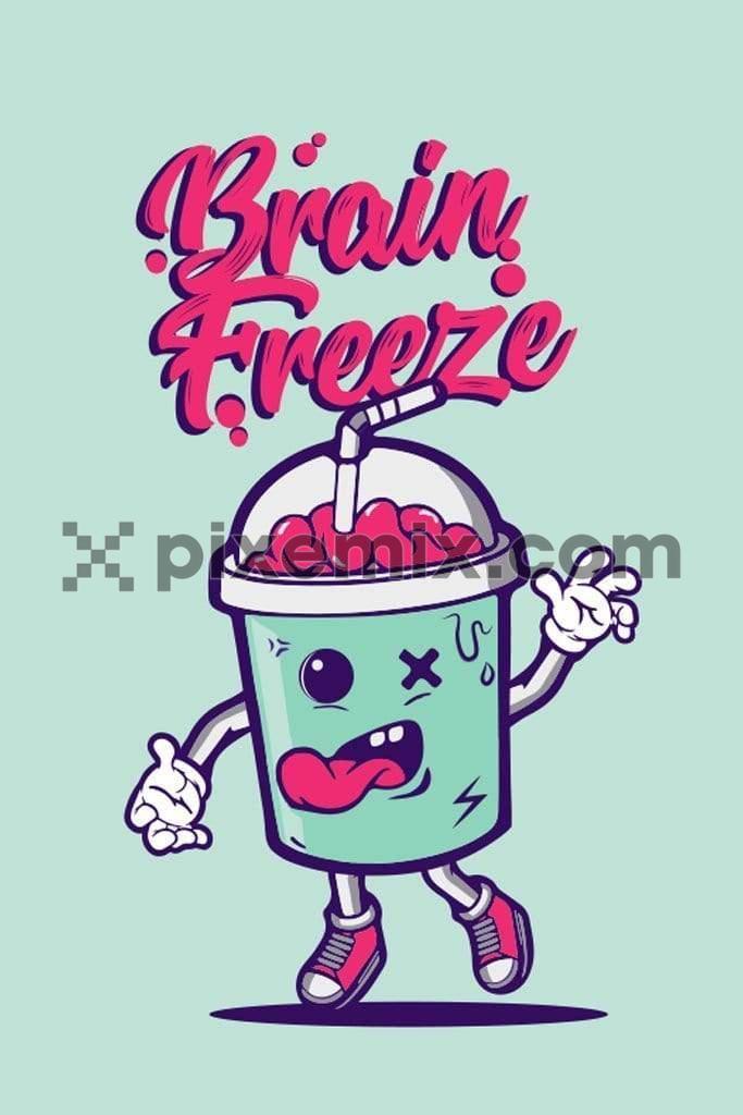 Quirky funny brain shake vector product graphic