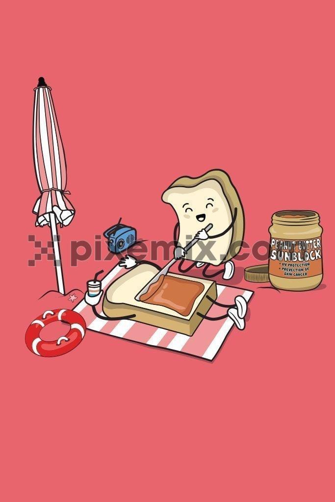 Cartoon peanut butter & bread holiday product vector graphic