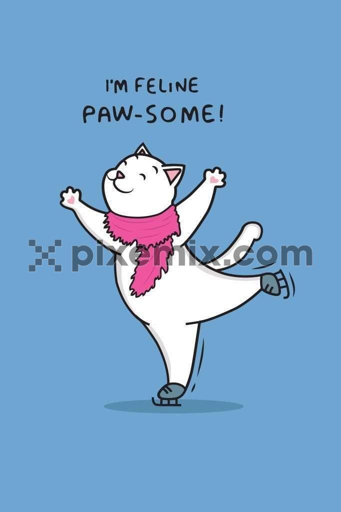 Cute cartoon kitty skater product vector graphic