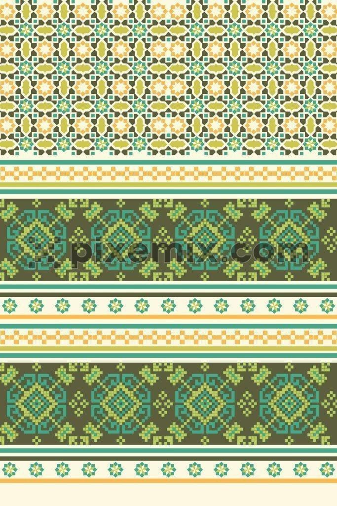 Tile indian motif pattern product graphic with border