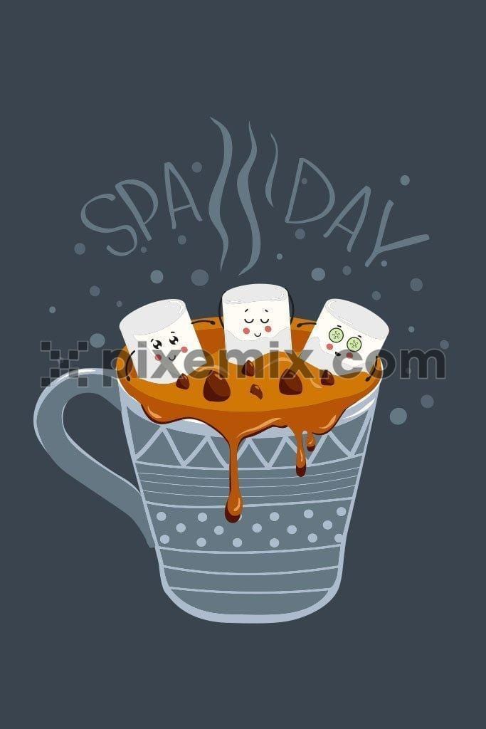 Cartoon marshmallow spa day quirky product vector graphic