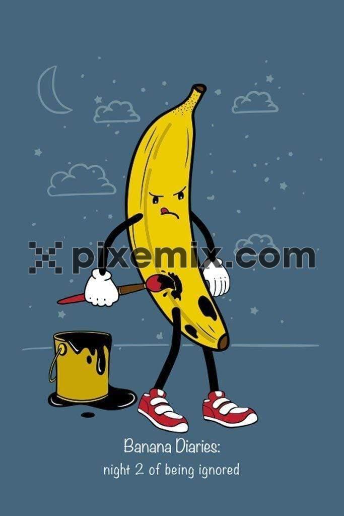 Cartoon painter banana quirky product vector graphic