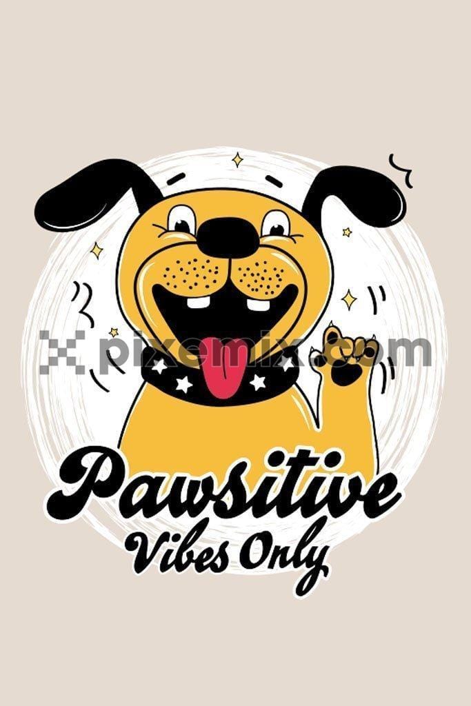 Happy cartoon dog quirky vector product graphic
