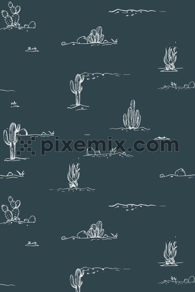 Doodled cactus pattern vector product graphic