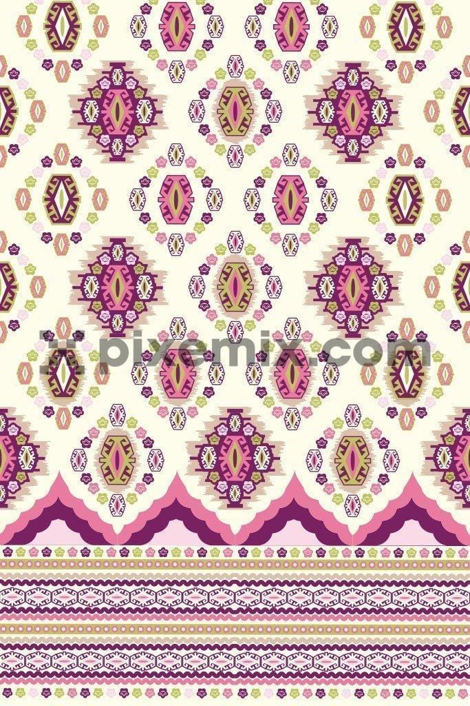 Ikkat geometric pattern product graphic with border