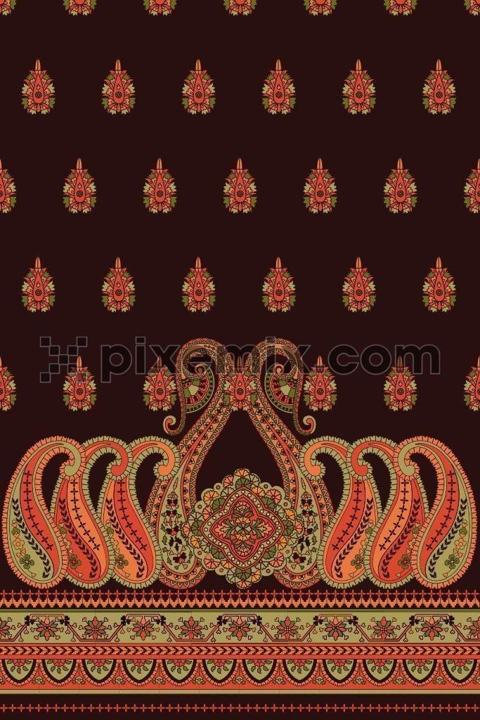 Placement paisley pattern product graphic with border