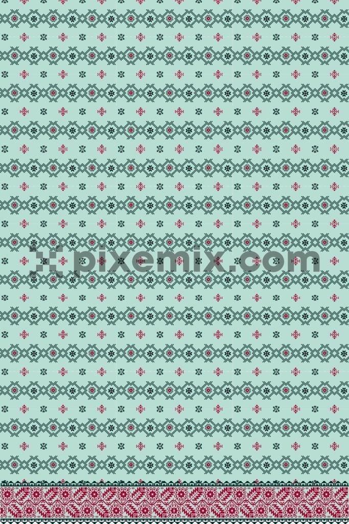 Tiny geometric floral pattern product graphic with border