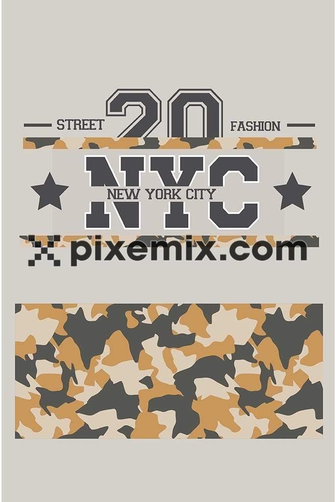 Athleisure street fashion NYC camouflage vector product graphic