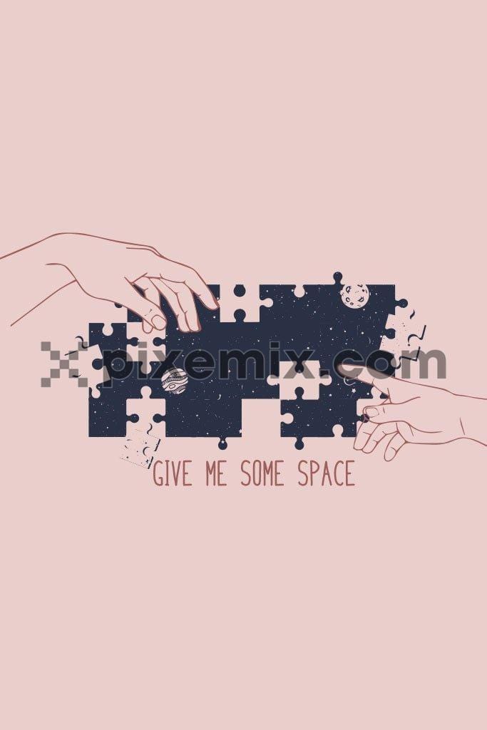 Covid inpired space puzzle quirky vector product graphic