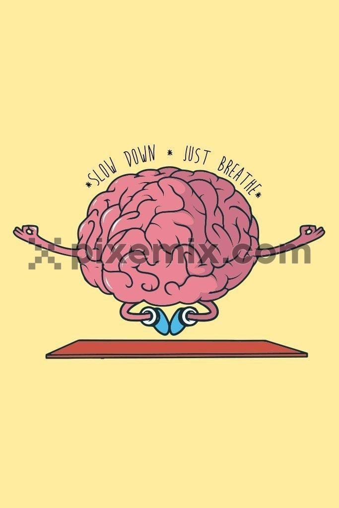 Cartoon brain meditation vector product graphic