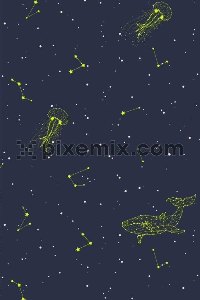 Constellation sea animal pattern product graphic