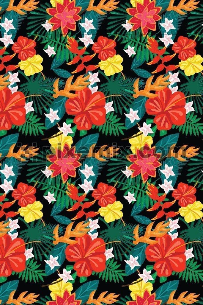 Tropical colorful floral pattern vector product graphic