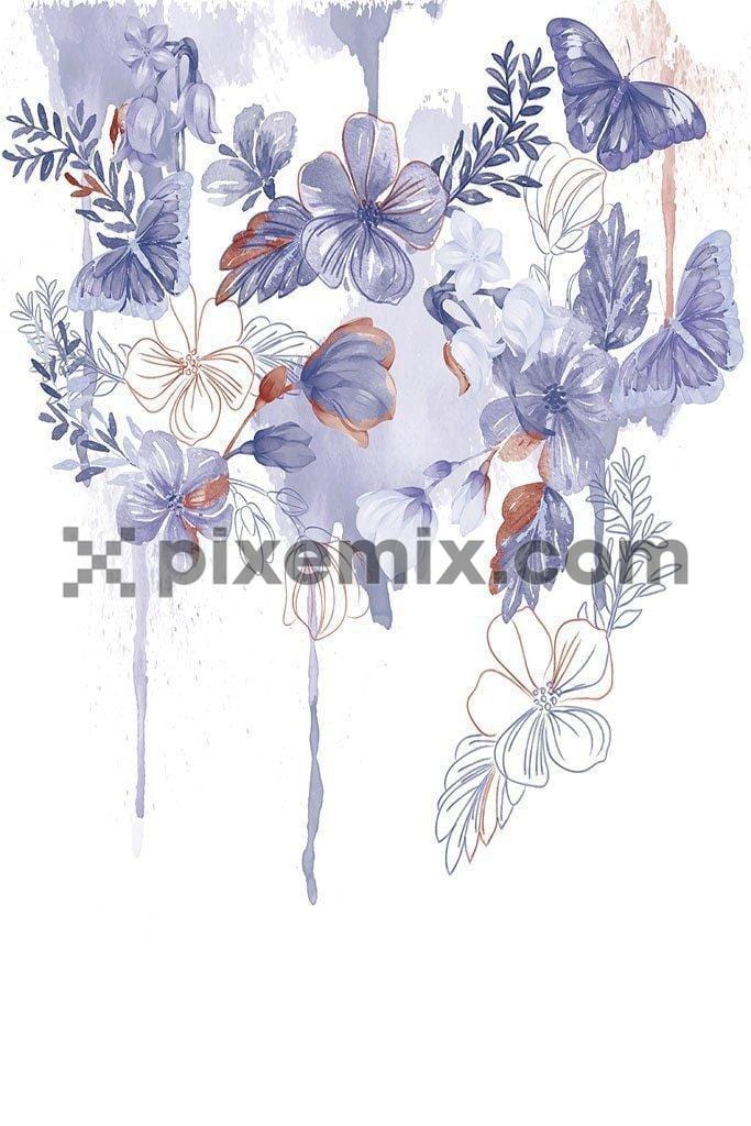 Water color placement floral product vector graphic