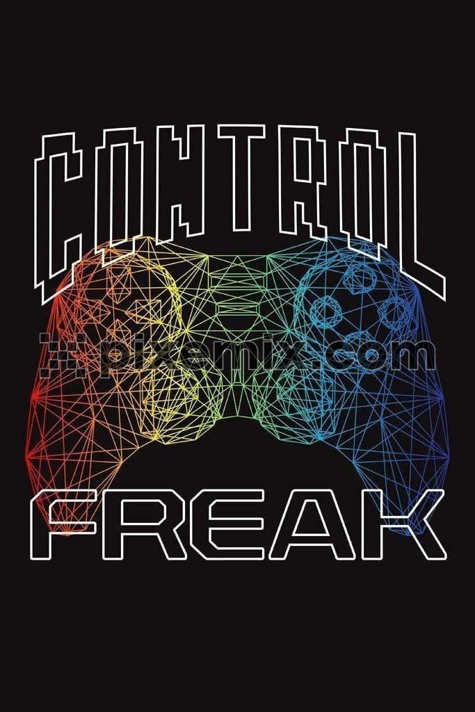 Joystick control freak wireframed vector product graphic