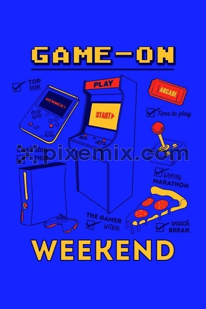 Weekend gaming plan vector product graphic