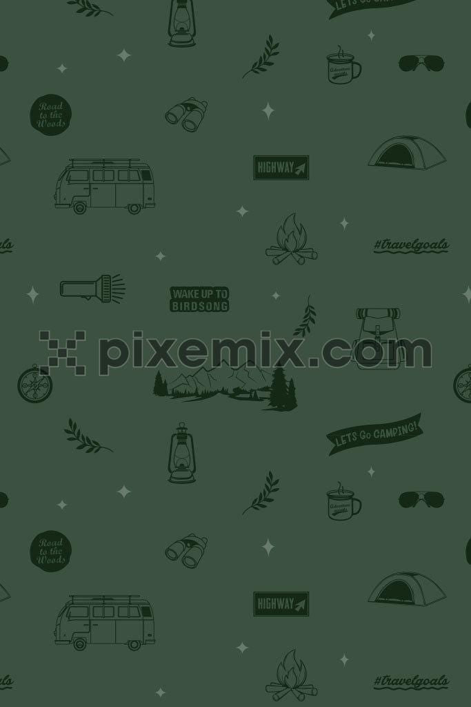 Outdoor camping icon pattern vector product graphic