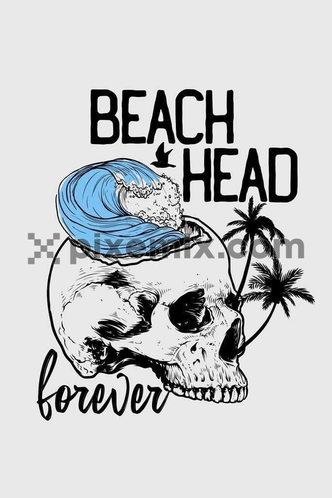 Beach skull head vector product graphic