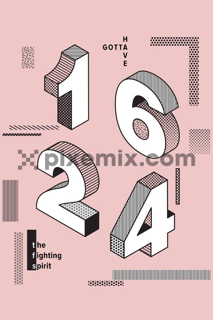 Athleisure 3D number vector product graphic
