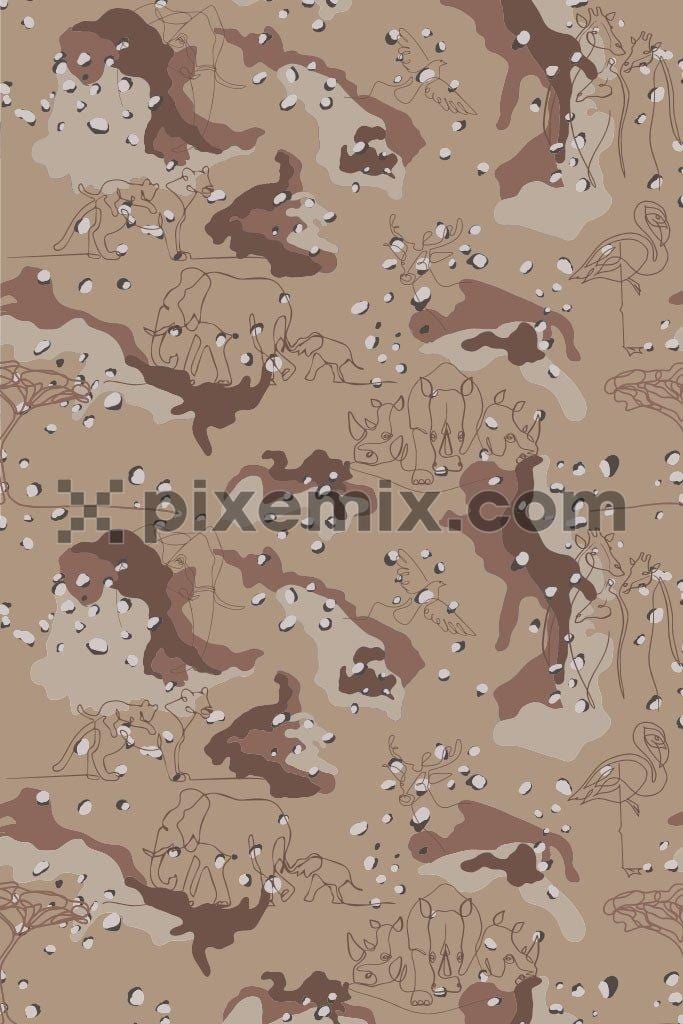 Wild life abstract camouflage vector pattern product graphic