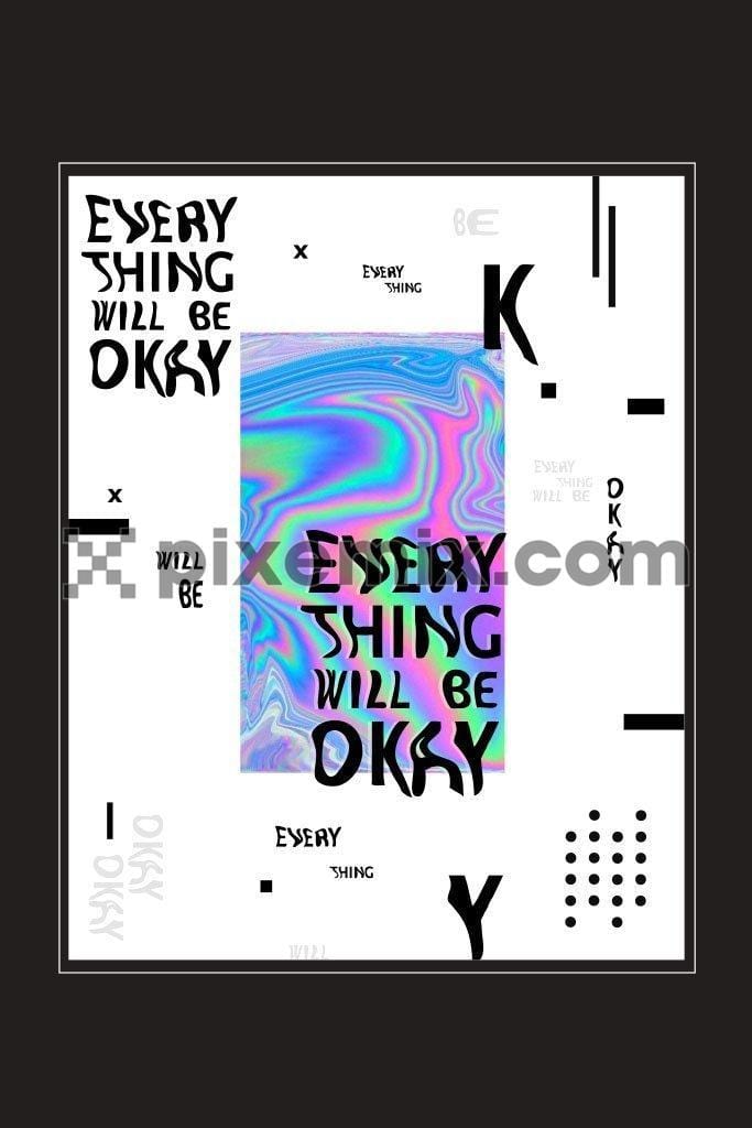 Inspirational typography with holographic print vector product graphic