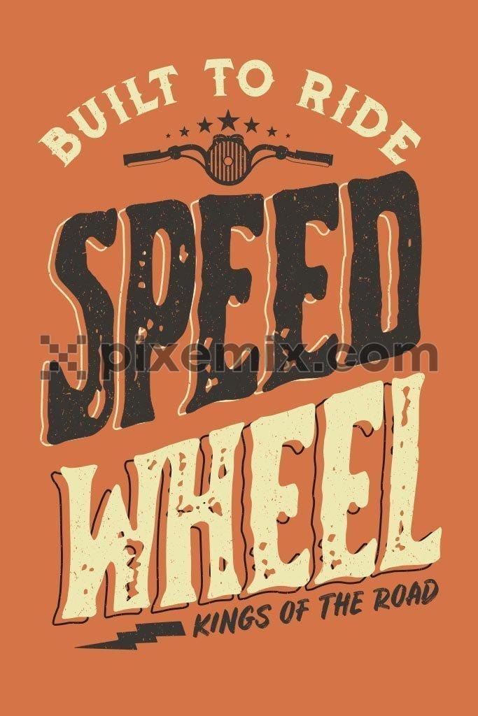 Motorcycling typography vector product graphic with distress effect