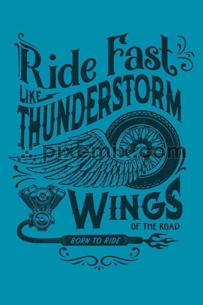 Wings of the road motorcycling vector product graphic