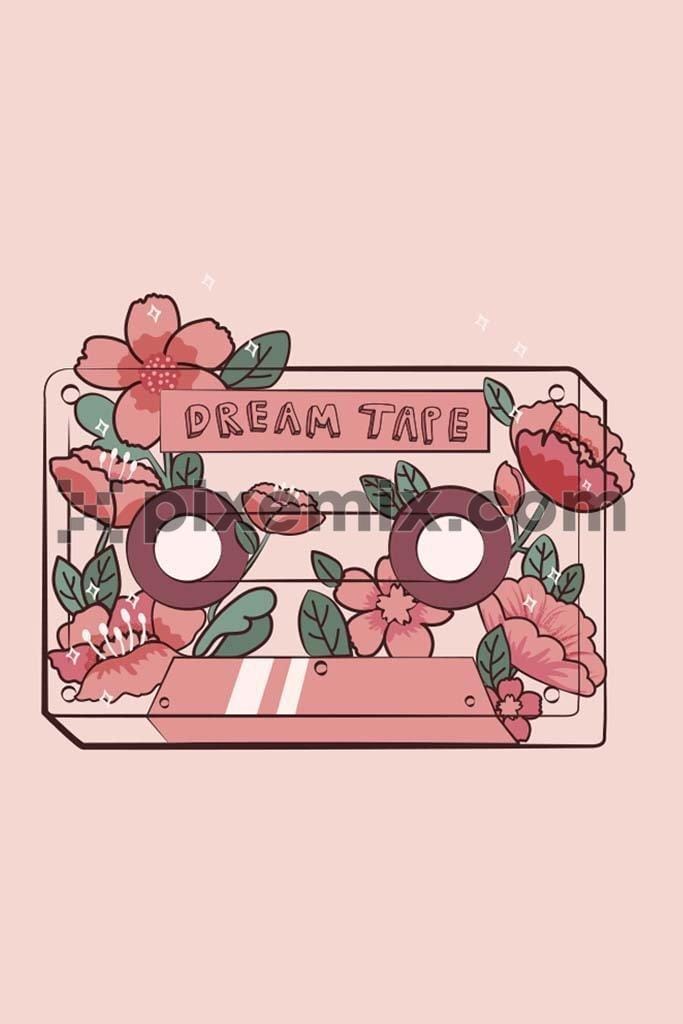 Floral dream tape vector product graphic
