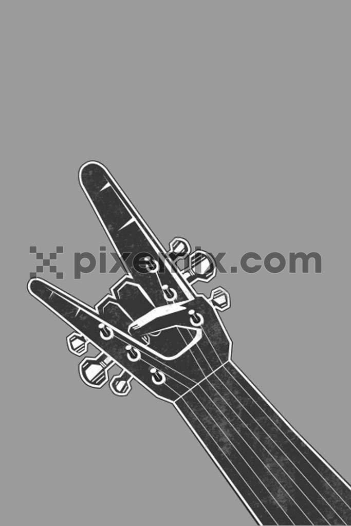 Yo guitar vector product graphic with distress effect