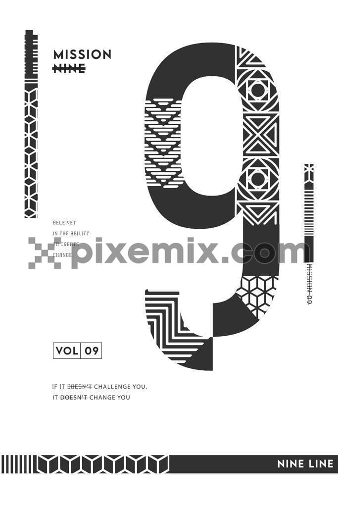 Double exposure number vector product graphic