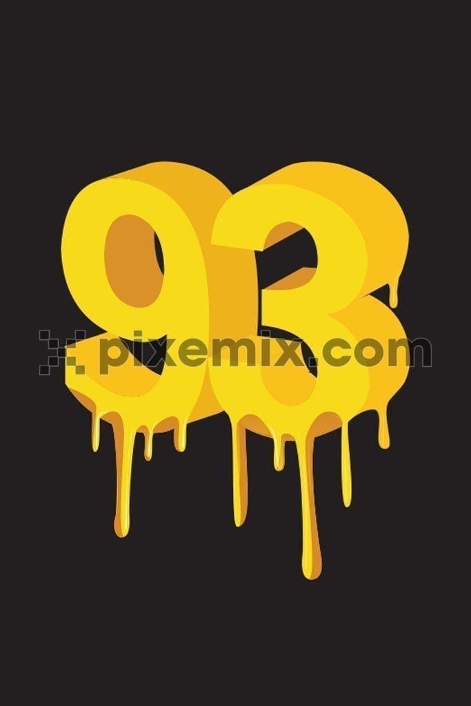 3D number vector product graphic dripping effect