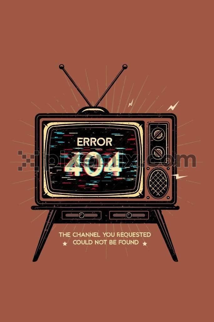 Retro network error television vector product graphic