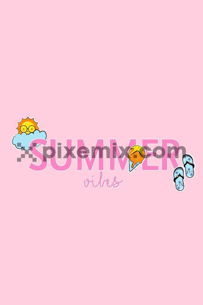 Cute summer vibe typography vector product graphic