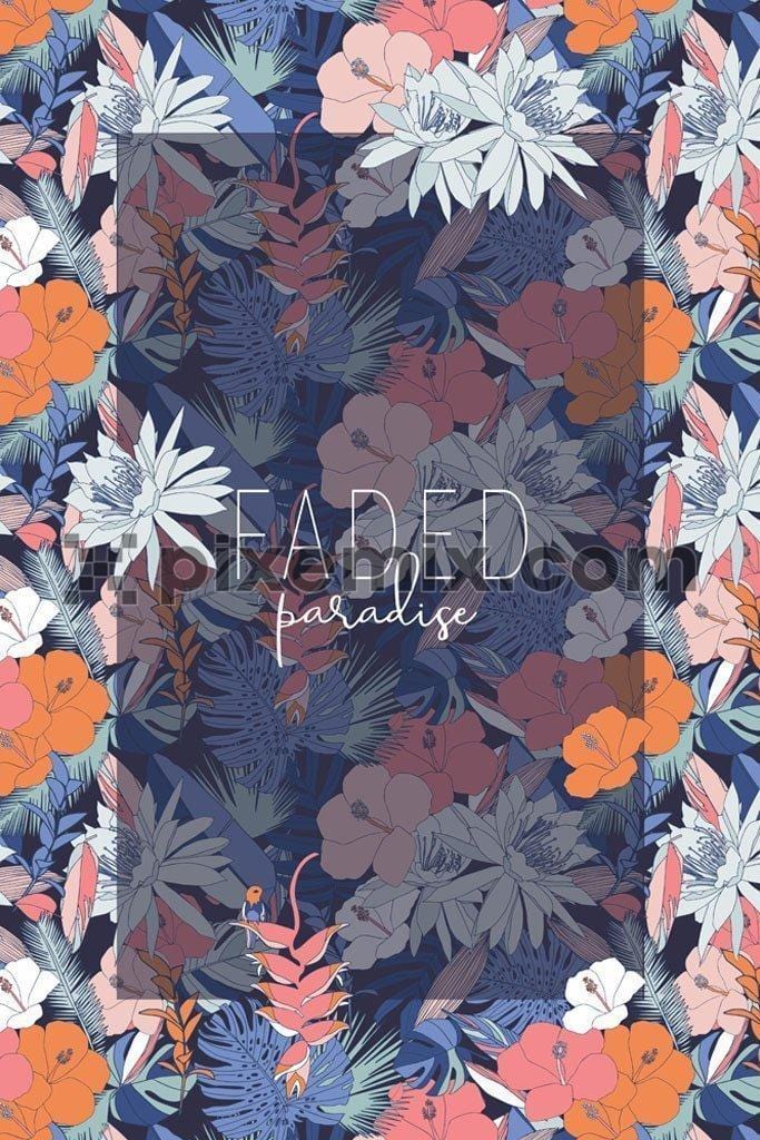 Tropical floral vector product graphic