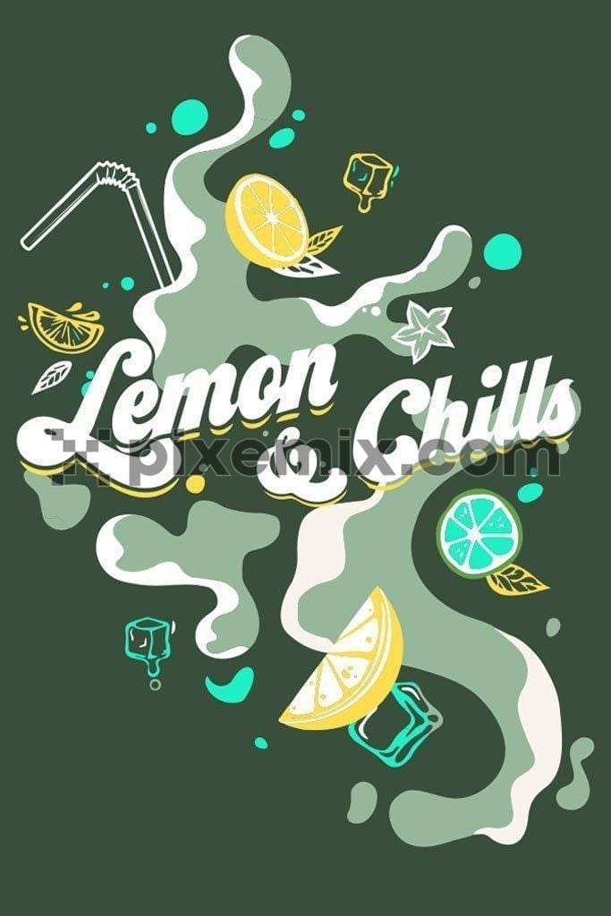 Holiday lemon and chills vector product graphic