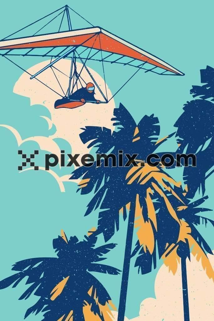 Retro vintage paragliding vector product graphic