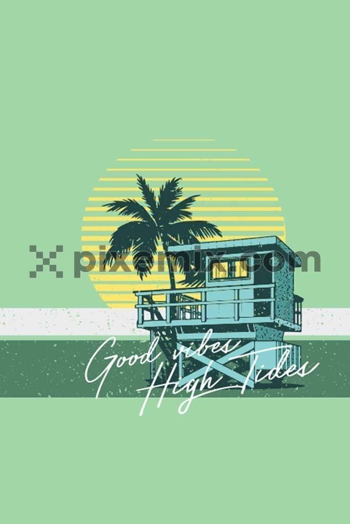 Beach watch house vector product graphic