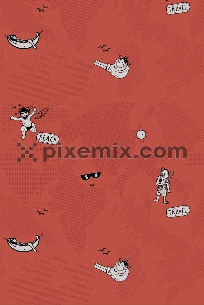 Traveler doodle vector pattern product graphic